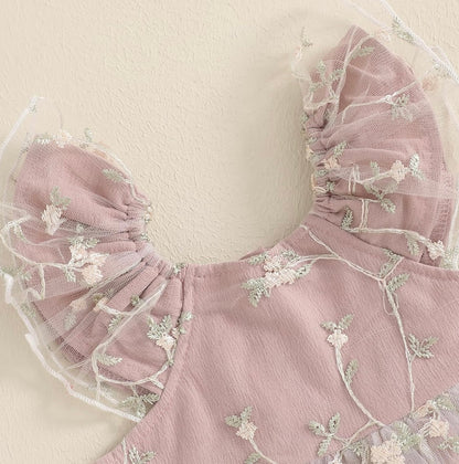 Vintage Rose Princess Lace Dress with Bonnet
