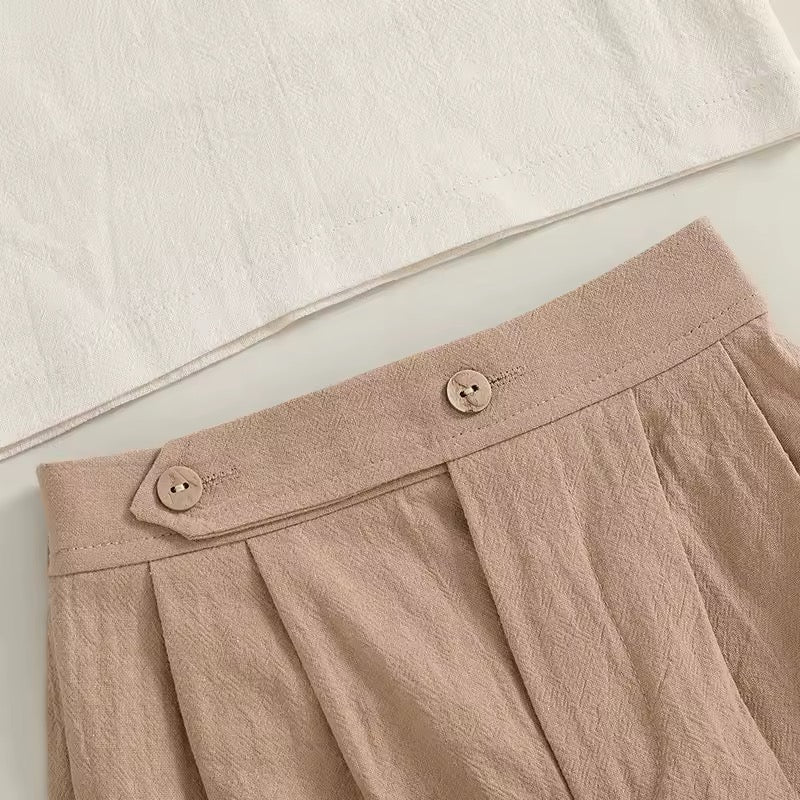 Baby Boy Beige Polo Shirt & Shorts Set