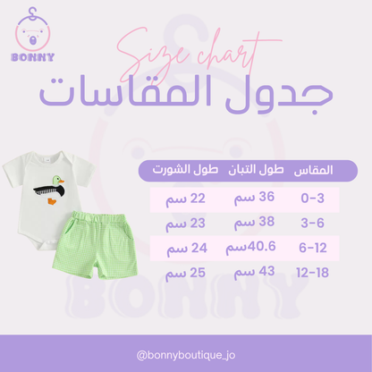 Baby Boy Duck Embroidery Set with Gingham Shorts