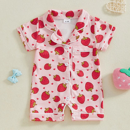 Soft & Chic Strawberry Night-Romper