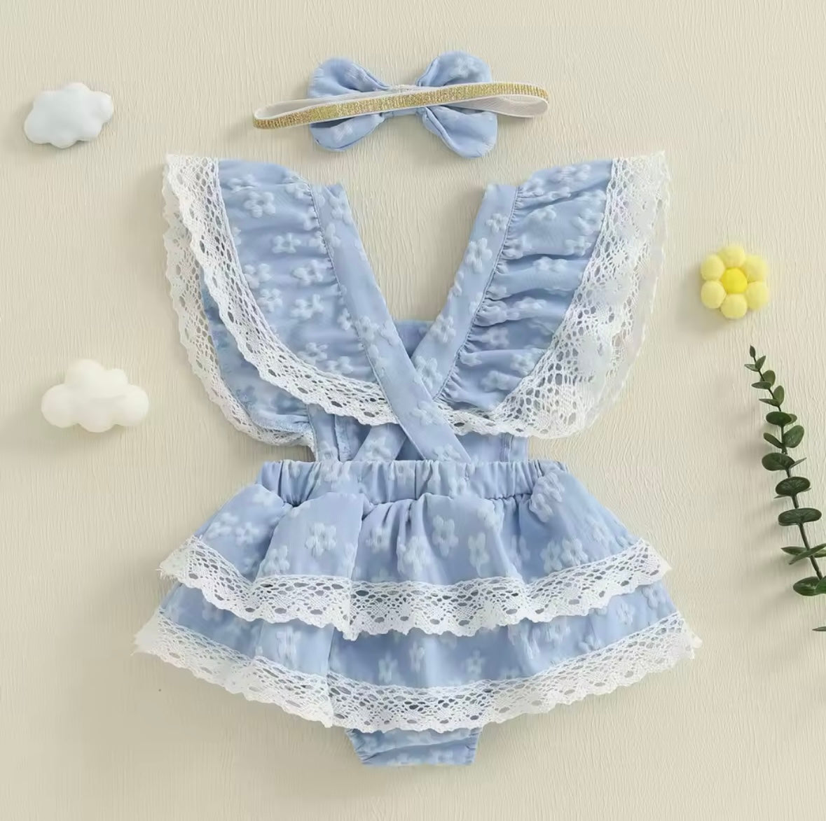 Soft Sky Ruffle Elegant Dress