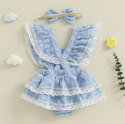 Soft Sky Ruffle Elegant Dress
