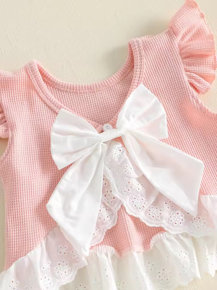 Ruffle Top with Removable Bow & Lace Pants