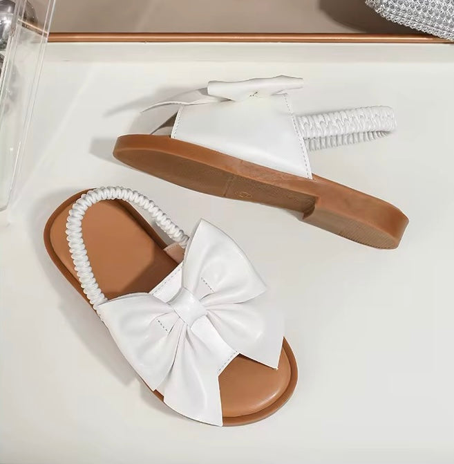 Baby Girl Big Bow Summer Sandals -White