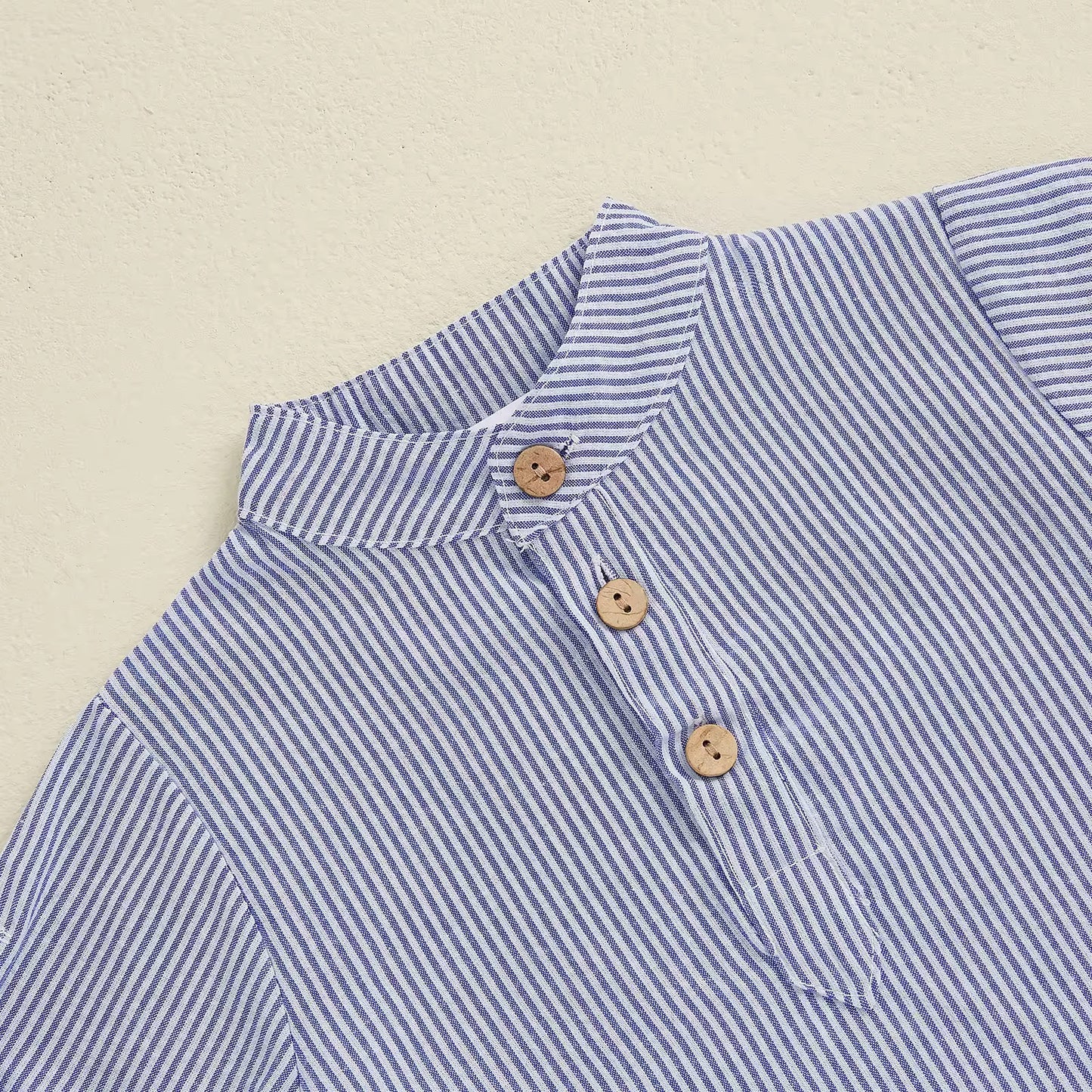 Baby Boy Blue Striped Shirt & White Shorts Set