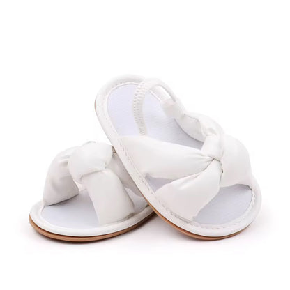 White Knot Strap Baby Sandals
