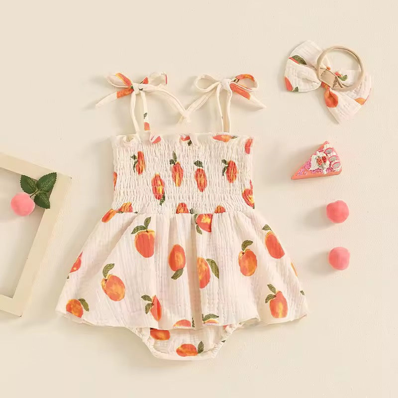 Elegant Apricot Soft Cotton Romper