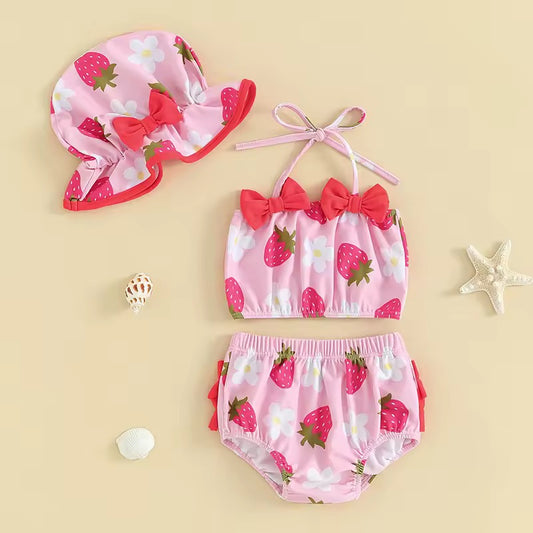 Sweet Strawberry Swimsuit & Matching Hat