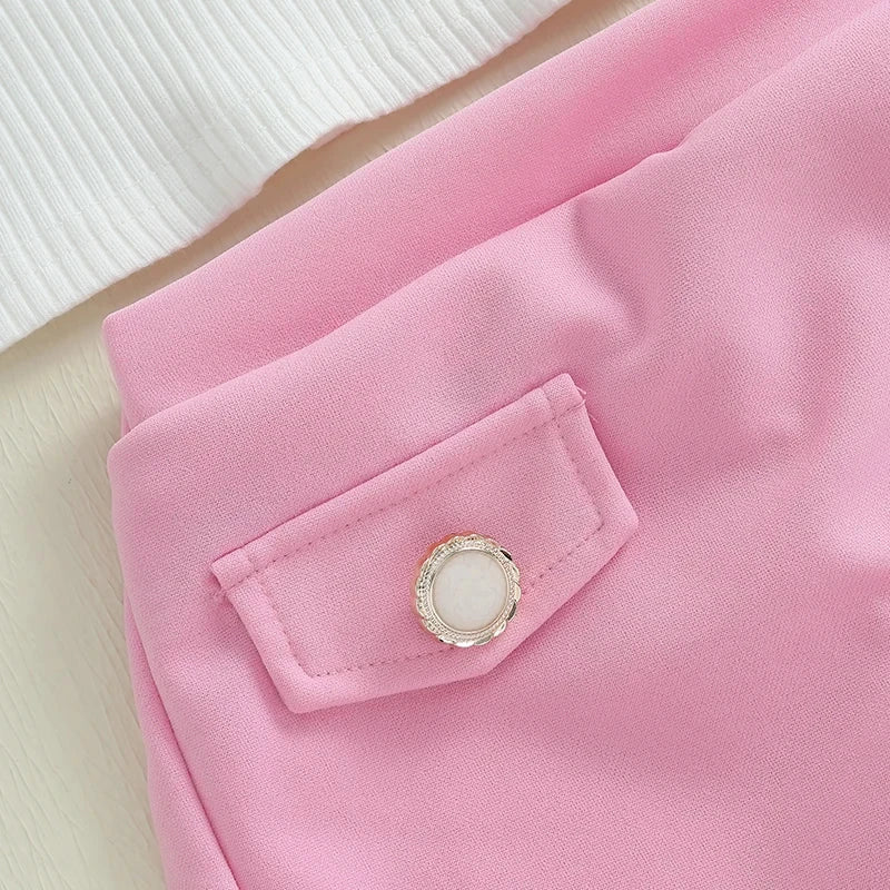Classy Pink Pearl-Vibe Skort Set
