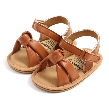 Soft Baby Girls' Bow Knot Sandals-Brown