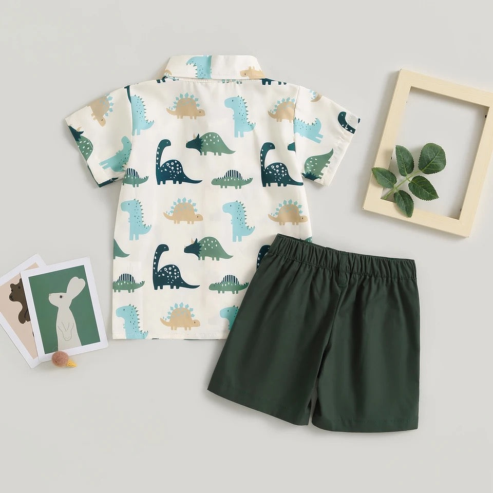 Toddler Dinosaur Print Short Sleeve Summer Set