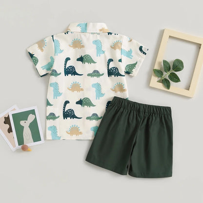 Toddler Dinosaur Print Short Sleeve Summer Set