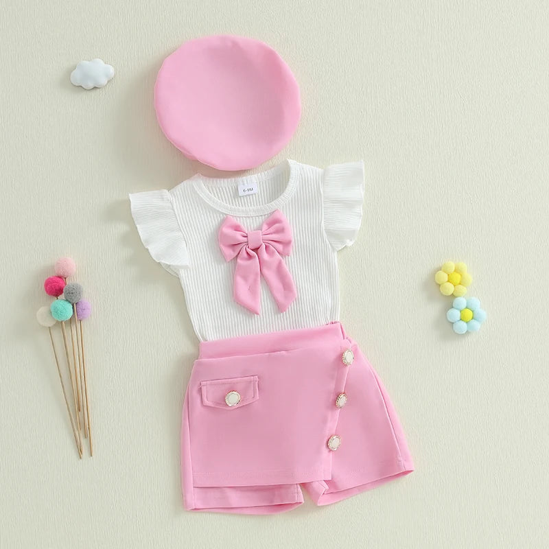 Classy Pink Pearl-Vibe Skort Set