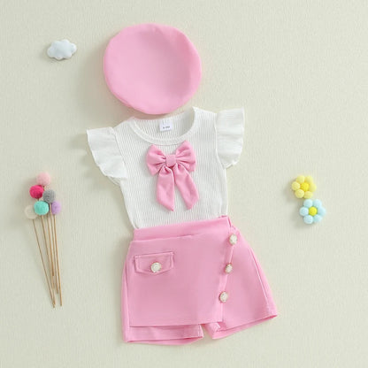 Classy Pink Pearl-Vibe Skort Set