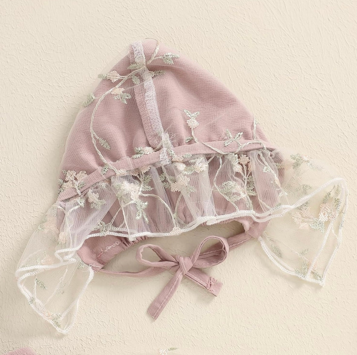 Vintage Rose Princess Lace Dress with Bonnet