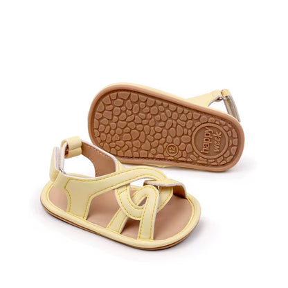 Soft Yellow Cutout Strap Baby Sandals