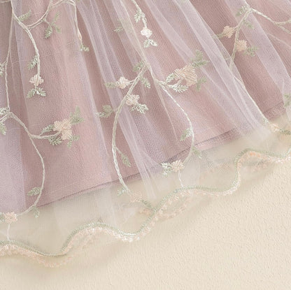 Vintage Rose Princess Lace Dress with Bonnet