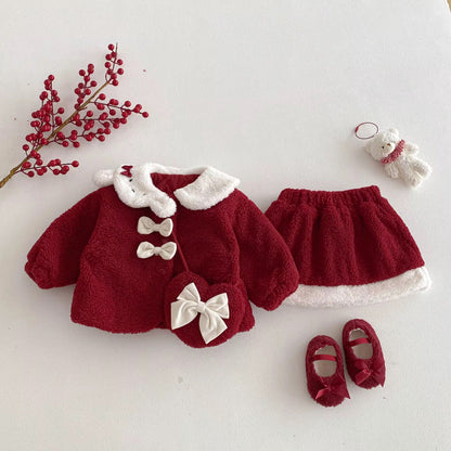 Chic Red Winter Set with Bag