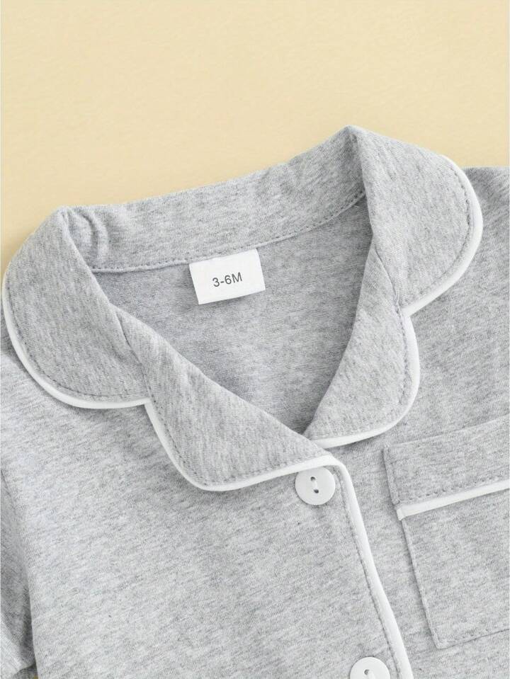 Classic Grey Cotton Baby Romper