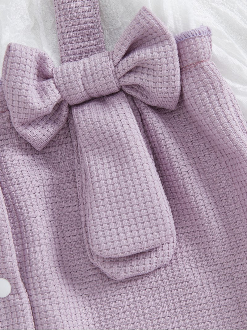 Elegant Purple Waffle Knit Jumpsuit with Lace Collar