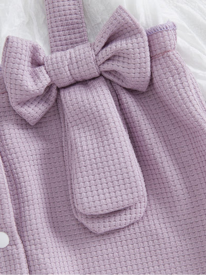 Elegant Purple Waffle Knit Jumpsuit with Lace Collar