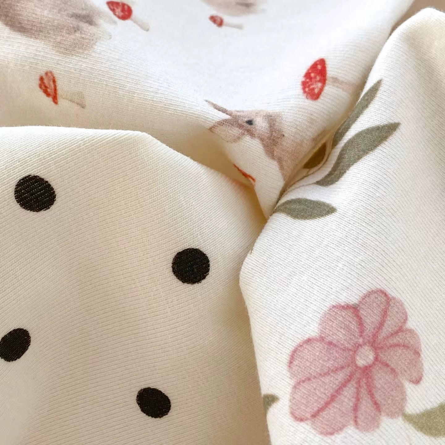 Cute Bunny & Floral Print Set