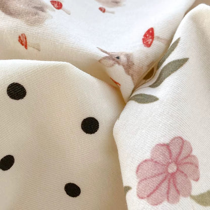 Cute Bunny & Floral Print Set