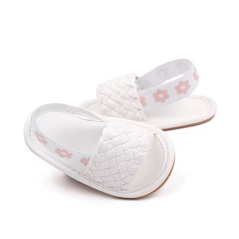 White Woven Baby Slide Slippers