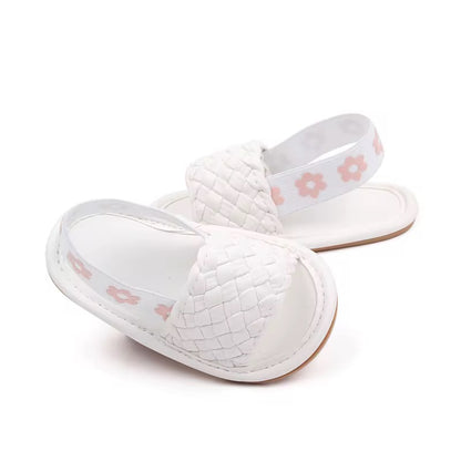 White Woven Baby Slide Slippers