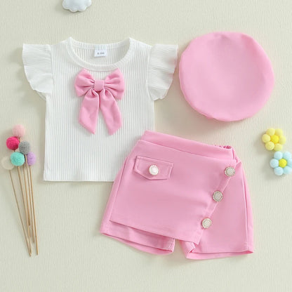 Classy Pink Pearl-Vibe Skort Set