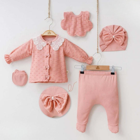 5pc Pink Ruffle Newborn Hospital set