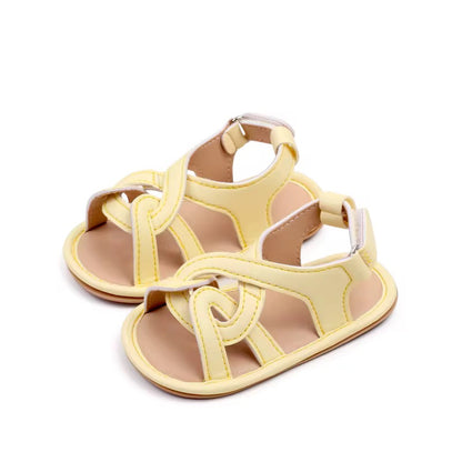 Soft Yellow Cutout Strap Baby Sandals