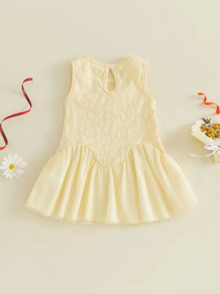Soft Yellow Bow Sleeveless Summer Dress