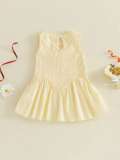 Soft Yellow Bow Sleeveless Summer Dress