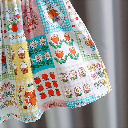 Baby Girl Vintage Patchwork Print Dress with Peter Pan Collar
