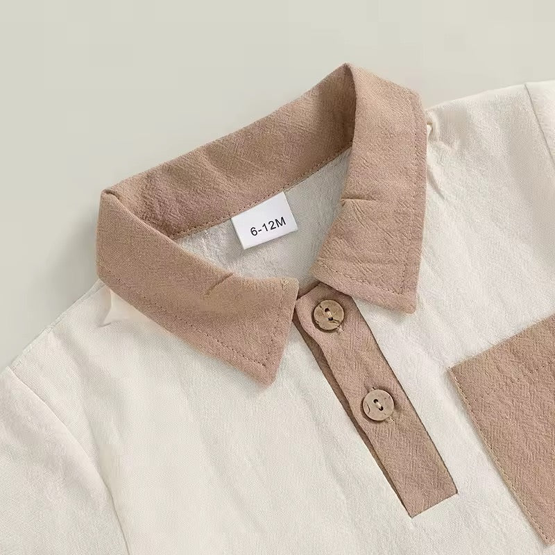 Baby Boy Beige Polo Shirt & Shorts Set
