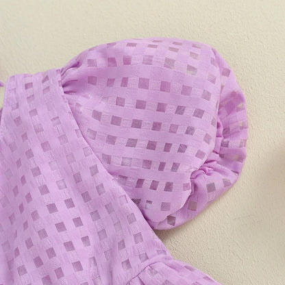 Purple Plaid Summer Romper