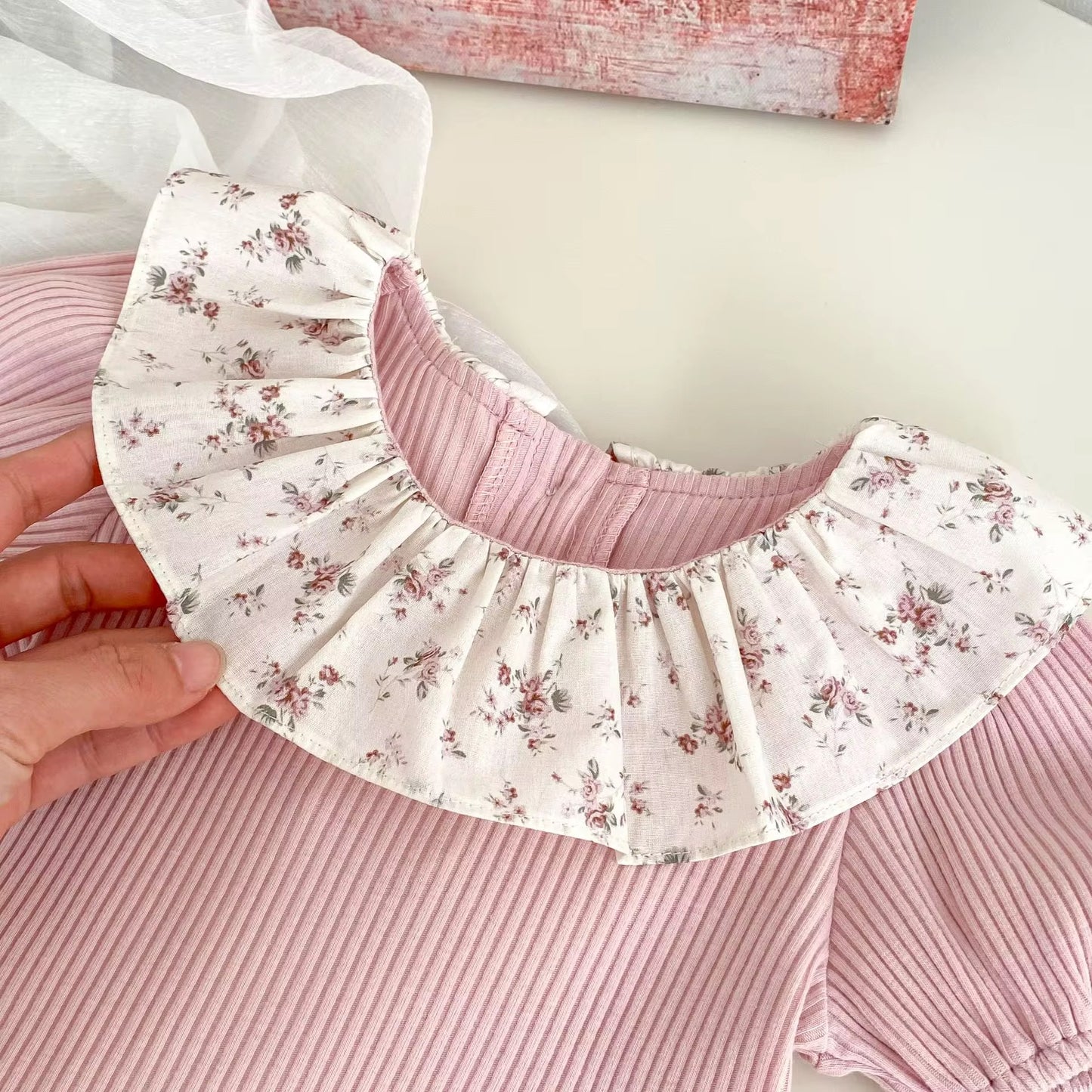 Pink Floral Top & Printed Shorts Set
