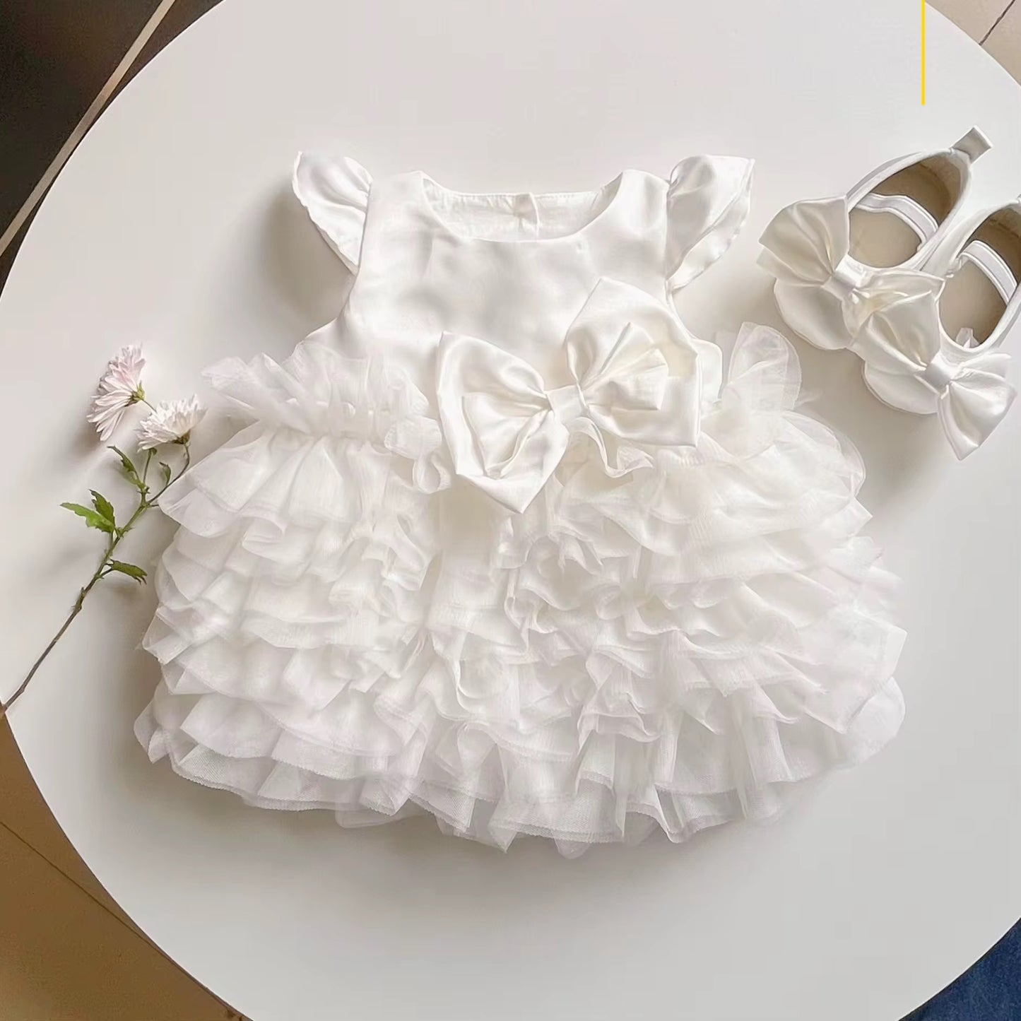 White Party Dress with Big Bow