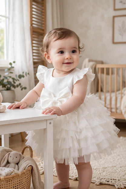 White Party Dress with Big Bow