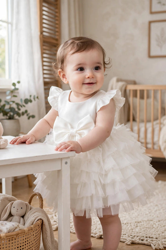 White Party Dress with Big Bow