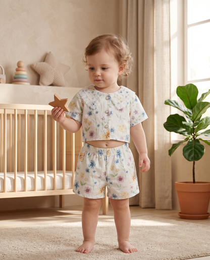 Soft & Chic Vintage Floral Short Set