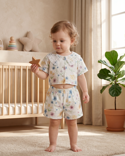Soft & Chic Vintage Floral Short Set