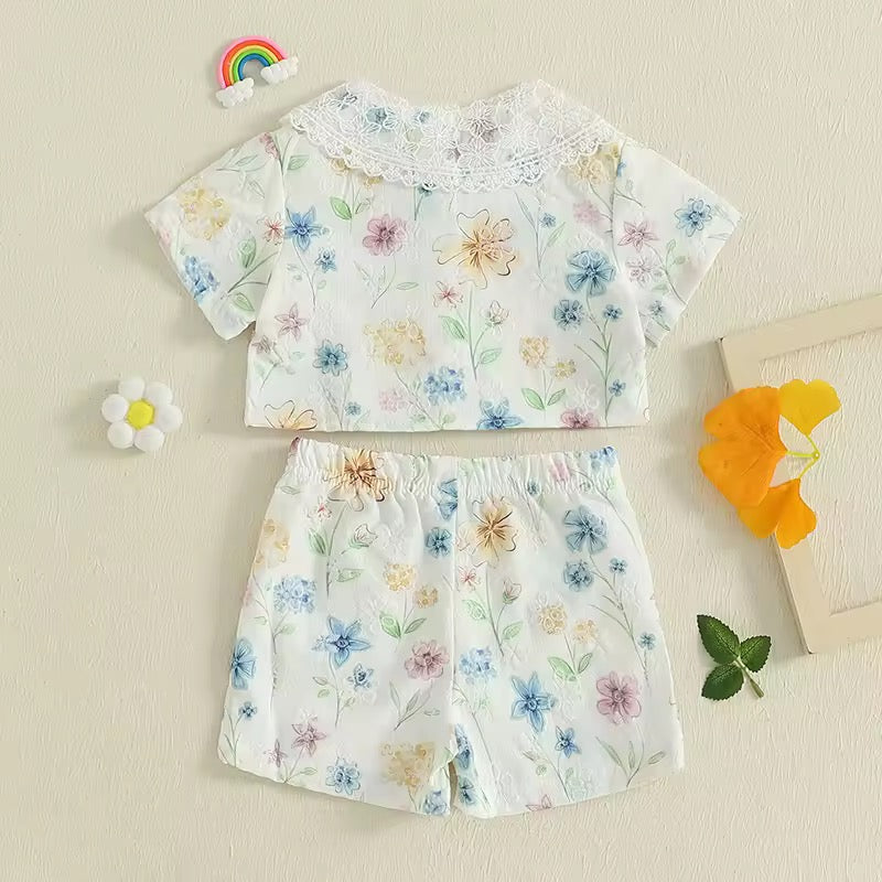 Soft & Chic Vintage Floral Short Set