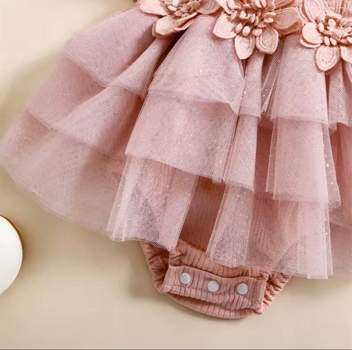 Elegant 3D Flower Tulle Tutu Romper Set