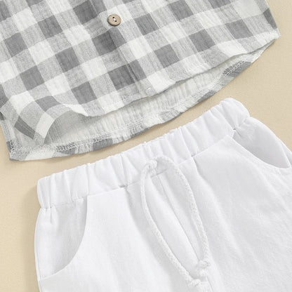 Baby Boy Grey Checkered Cotton Set