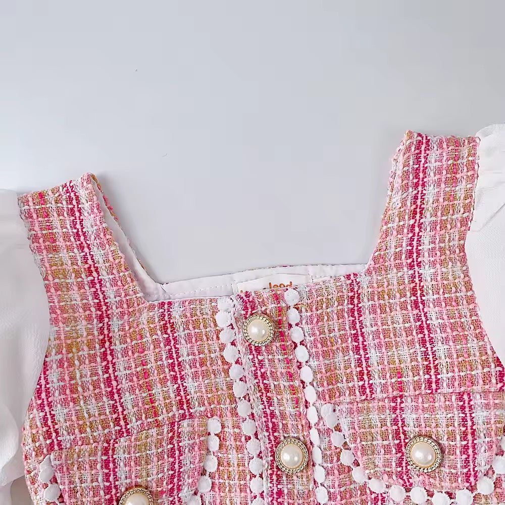 Classy Pink Tweed Princess Dress