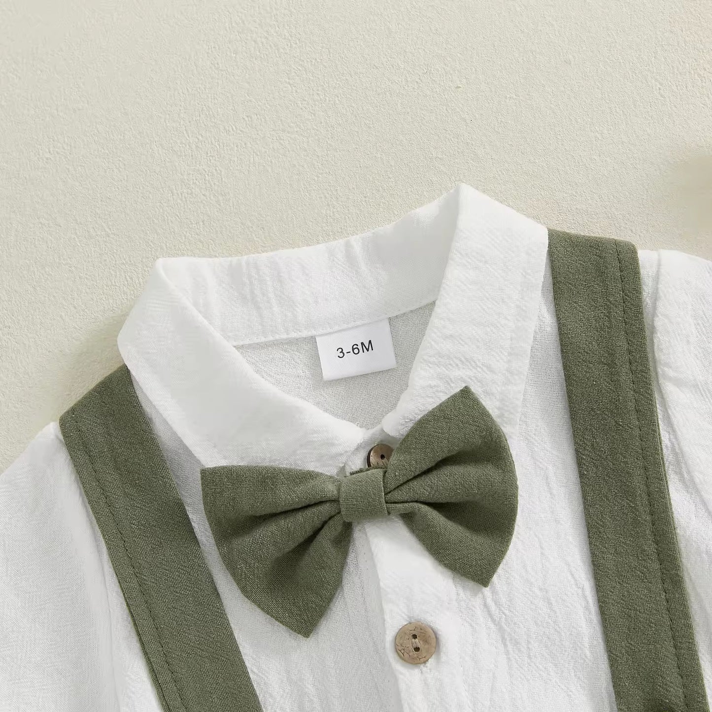 Baby Boy Olive Green Gentleman Suit with Suspender