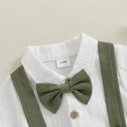 Baby Boy Olive Green Gentleman Suit with Suspender