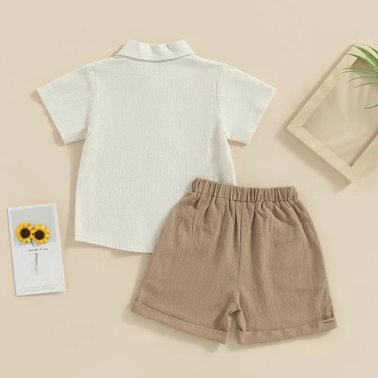 Baby Boy Beige cotton Summer Set